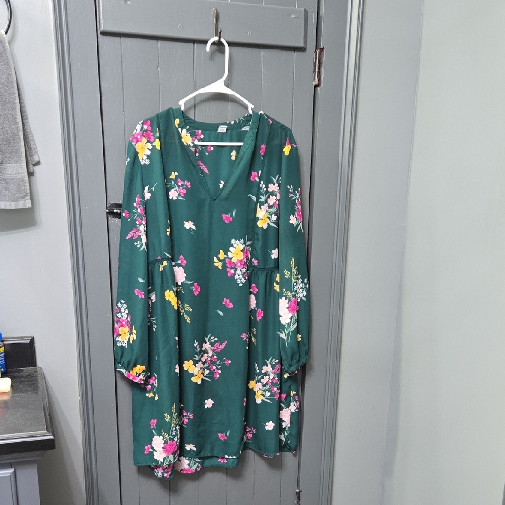 Old Navy Green Dress with Floral Accents